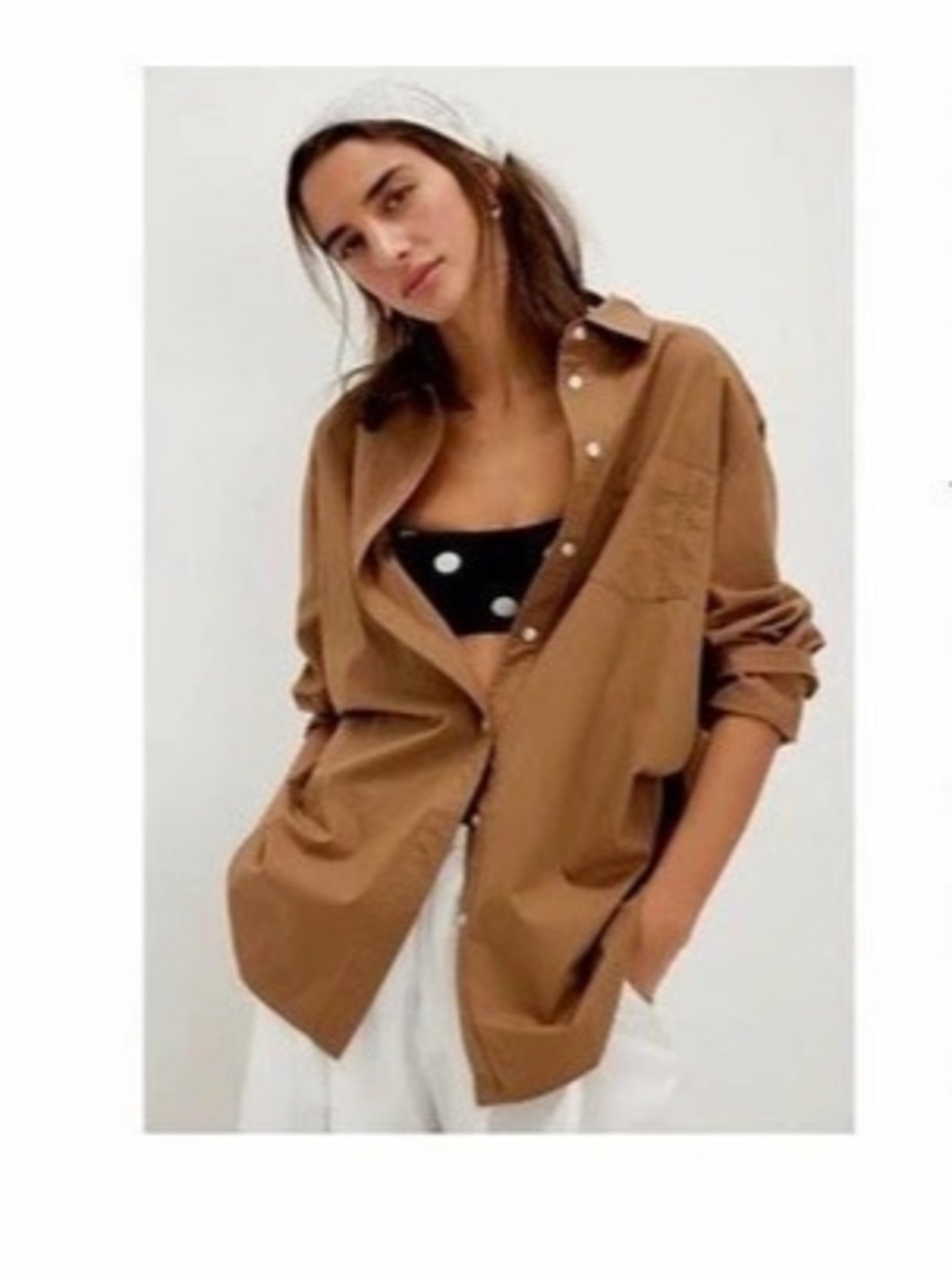 Free People Sabine Articulated Button Down Top Brown/Toffee Medium